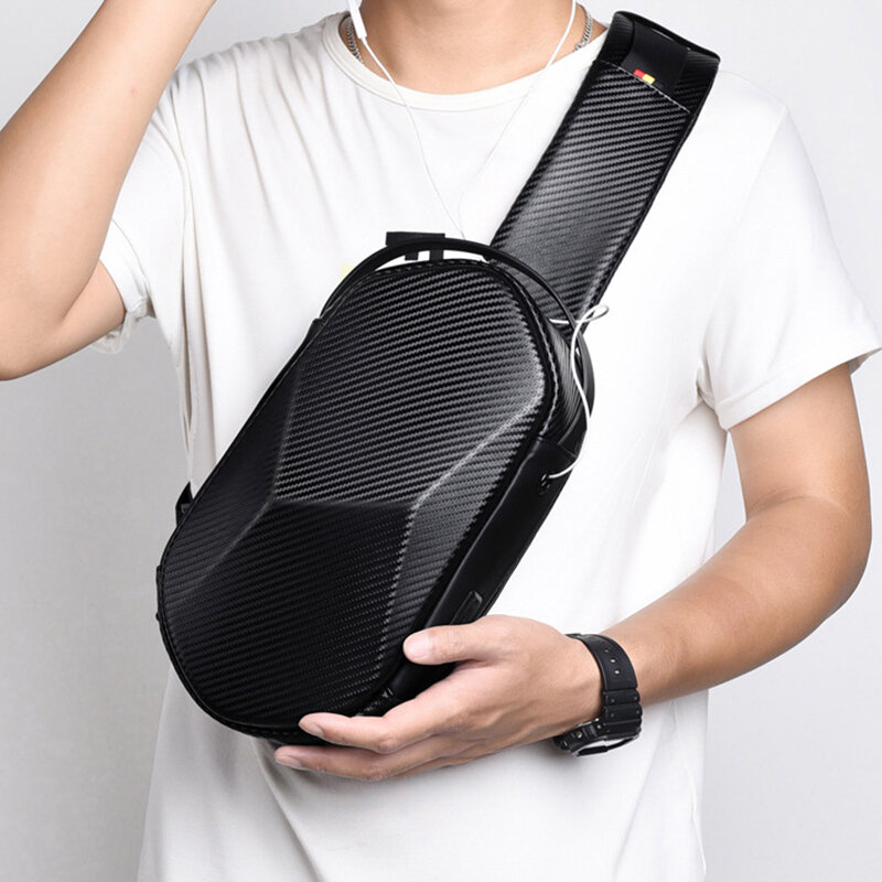 SUUTOOP Men's Fashion Multifunction USB Crossbody Bag Shoulder Bag Man Waterproof Travel Sling Messenger Pack Chest Bag for Male