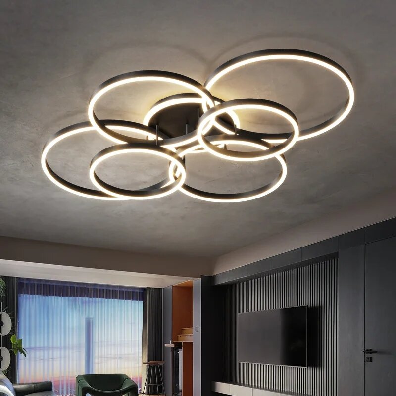 Plafonnier LED au Design Moderne, Disponible en Noir et en Or, Éclairage d'Nik, Luminaire Décoratif de Plafond, Idéal pour un Salon, un Bureau ou un Foyer