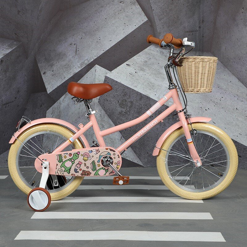 Bicicletas Retro con ruedas auxiliares para niños, cesta de coche tejida, bicicleta al aire libre para niños y niñas de 4 a 10 años, 14/16/pulgadas