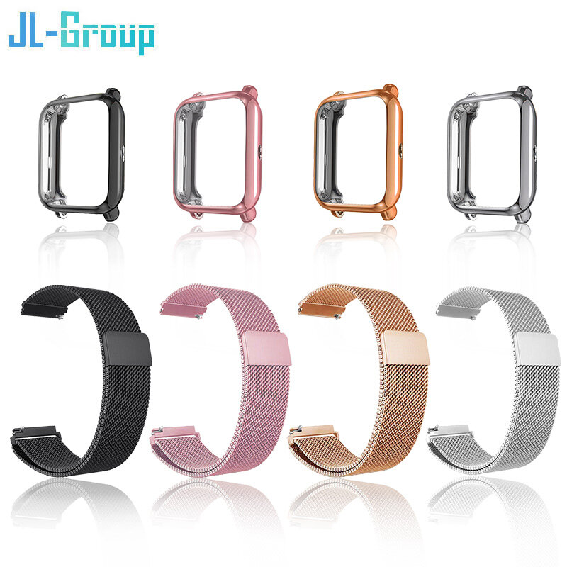 20mm Strap For Amazfit Bip 3 5 S Lite Band GTS 2 4 Mini Bracelet With Case TPU Screen Protector Metal Magnetic Loop Watch Strap