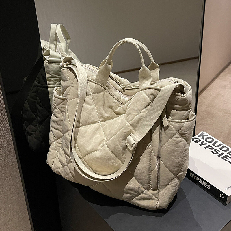 سعة كبيرة حمل الحقائب للنساء الكتف حقيبة جانبية موضة الفضاء حقيبة للتسوق مصنوعة من القطن أكياس التسوق لطيف السيدات حقائب 2022 الشتاء