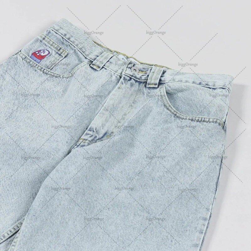 European and American Street Versatile Denim Shorts Men Y2k Loose Casual Clothing Multi-pocket Anime Print Jeans Women