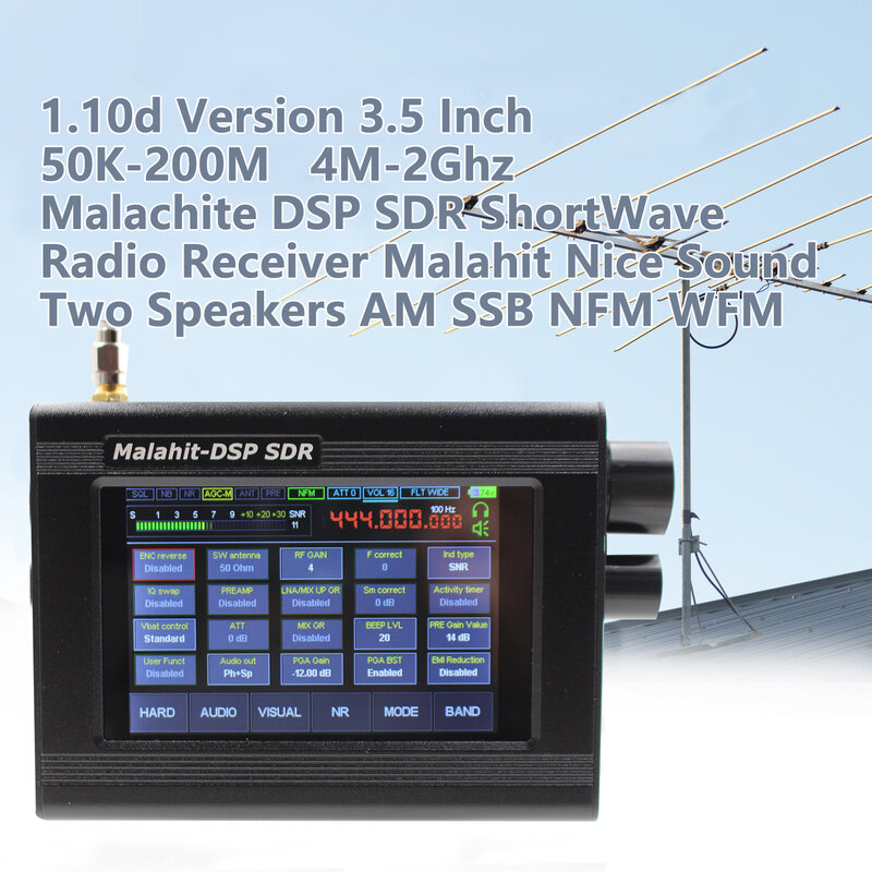 V1.10D 50K-2 ГГц Malachite SDR радио обновление по Malahit DSP SDR приемник/3,5 "ЖК-дисплей/аккумулятор/динамик/Металл Стандарт со всеми режимами R