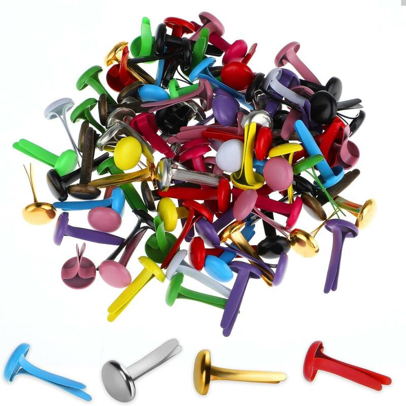 200x Mini Metal Brads, Round Head Brads, Decorative Paper Fasteners Split Pins