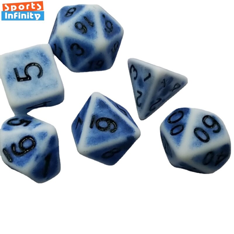 7Pcs/set Colorful Vintage Dice Polyhedral Dice Set  for Dnd TRPG TPG COC Running Team Cthulhu Table Board Game Party Games