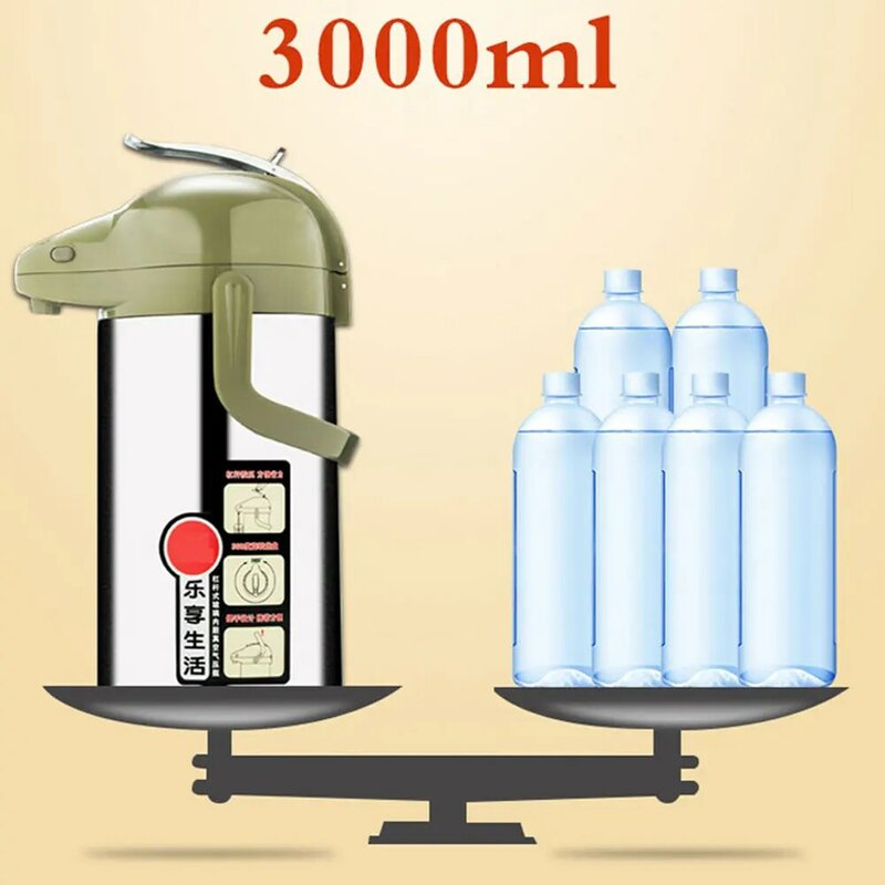 3L Air Press ure bollitore Thermos bottiglia bottiglia d'acqua bollente per uso domestico fodera in vetro Press Warm Pot Thermos di grande capacità