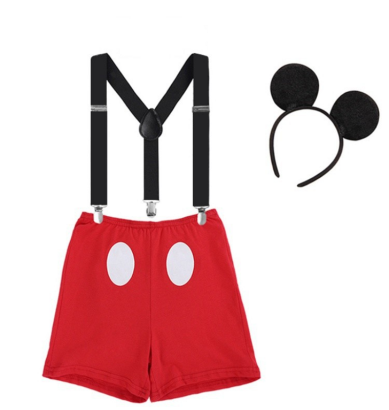 Baju Bayi Laki-laki Hiasan Kue Tema Mickey 3 Potong untuk Pesta Ulang Tahun Bertema Pertama Alat Peraga Fotografi Pesta Baju Bermain Upacara