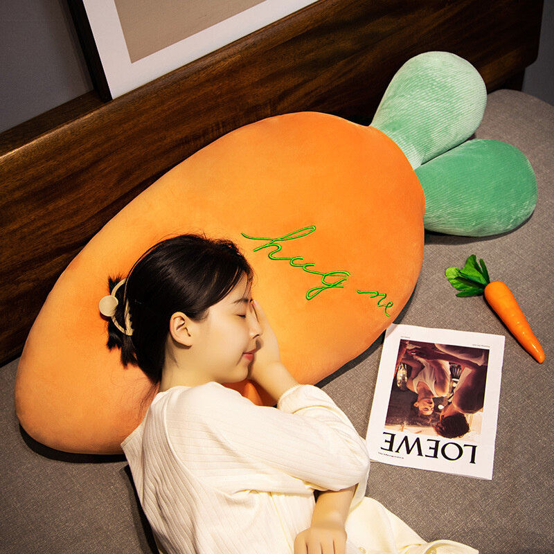 Jouets en peluche dessin animé carotte grande taille 55-110CM, oreiller complet de plantes, poupées de radis Kawaii, coussin de lit pour filles et bébé