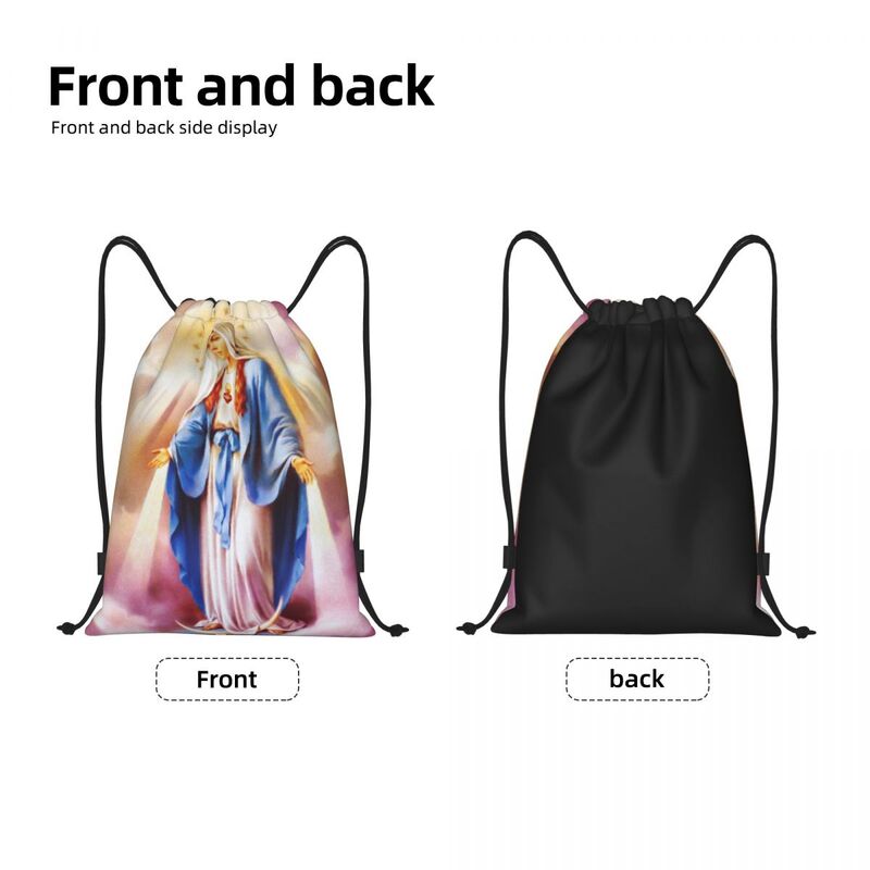 Catholic Virgin Mary Drawstring Bags Women Men Portable Gym Sports Sackpack Our Lady of Guadalupe Shopping Backpacks