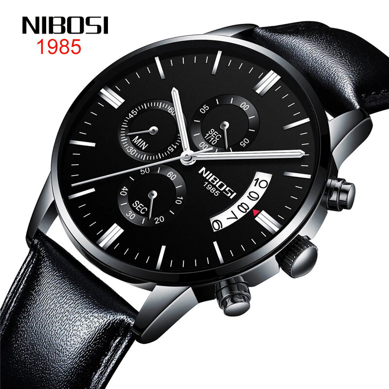 NIBOSI-reloj analógico de cuarzo para hombre, cronógrafo de pulsera, estilo militar, marca superior de lujo, a la moda