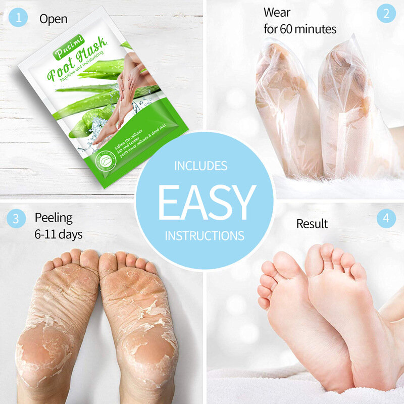 Private Label Fuß Schälen Maske für Rissige Fersen, toten Haut & Schwielen Machen Ihre Füße Baby Weiche mit Aloe Vera