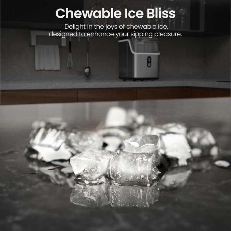 KERS countertop เครื่องทำน้ำแข็งกรวดพร้อมน้ำแข็งบด35ปอนด์/วันใช้งานได้ในคลิกเดียวทำความสะอาดตัวเอง