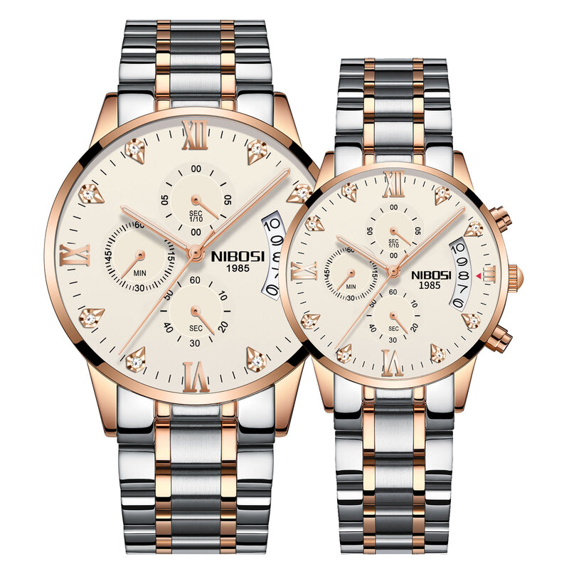 NIBOSI-Reloj de pulsera para Hombre y Mujer, accesorio de cuarzo resistente al agua, a la moda, para parejas, 2024