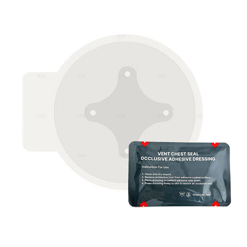 First Aid Vented Chest Seal with Quick Tear Occlusive Adhesive Dressing for Open Chest Wounds