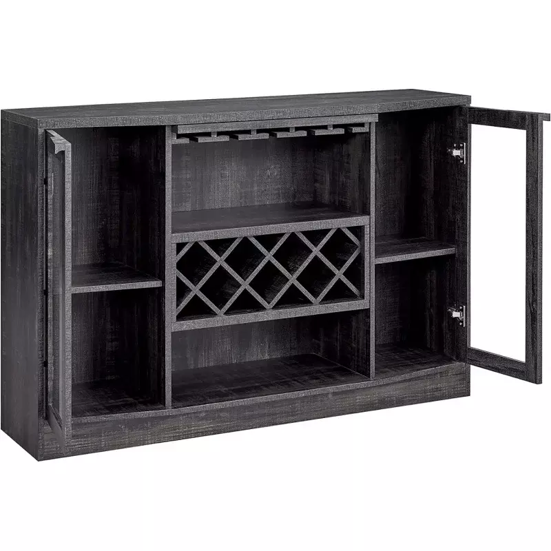 Home Source Wine Bar Cabinet with Storage Doors, Wine Rack, 51" Sideboard and Buffet Cabinet for Liquor, Rustic Kitchen Hutch fo