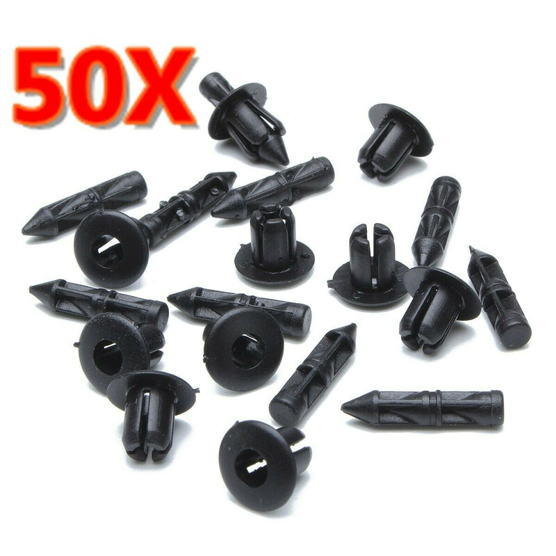 50pcs For Honda For Suzuki For Fastener Clips Motorcycle Parts Plastic Rivets Black Motorcycle Fairing Rivet Accessorie