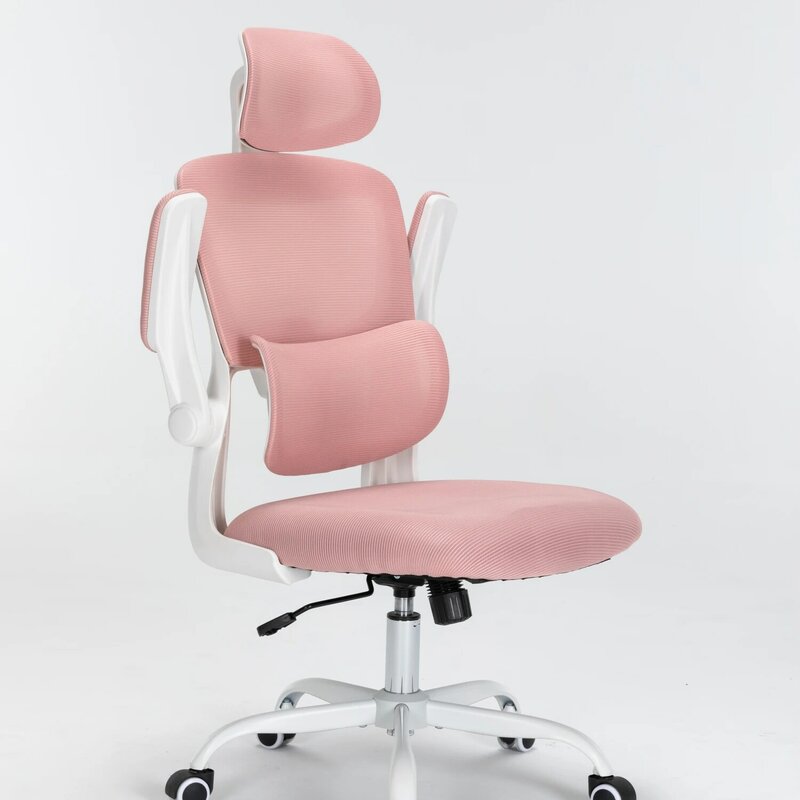 เก้าอี้สำนักงานตาข่ายด้านหลังสูงที่ออกแบบตามหลักสรีรศาสตร์พร้อม3D รองรับบั้นเอวที่ปรับได้และแขนพับขึ้นสำหรับผู้บริหารหมุนได้สบาย