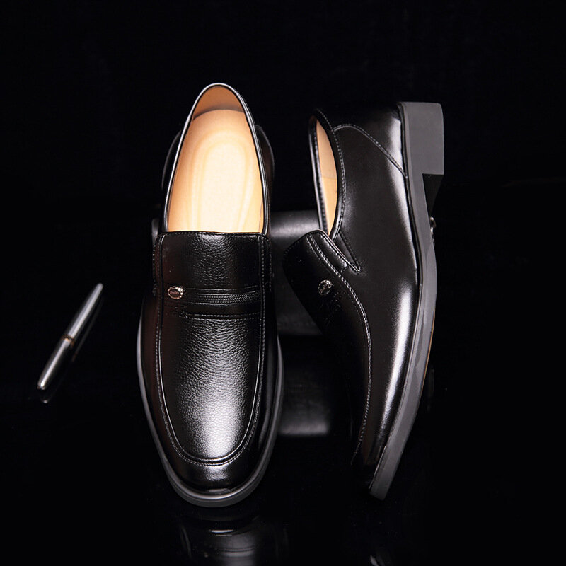 Leather Men Formal Shoes Luxury Brand 2022 Men's Loafers Dress Moccasins Breathable Slip on Black Driving Shoes Plus Size 38-44
