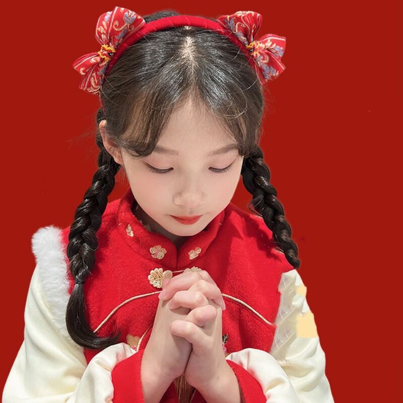 Chwost nowy rok opaska do włosów włos czerwona opaska czerwona kokarda opaska na głowę dziecko nakrycie głowy obręcz do włosów chiński styl nakrycia głowy dziewczyna