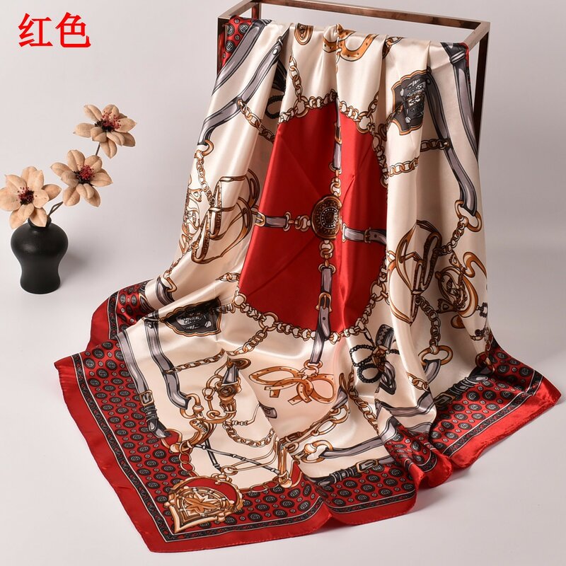 Spring and Summer New Fashion Chain Pattern WOMEN'S 90cm Square Printing Scarf