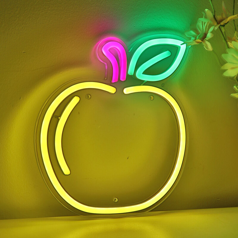 1Pc Gouden Led Muur Neon Bord Licht Voor Fruit Winkel Muur Partij Keuken Kamer Decoratie 8.31 ''* 9.45''