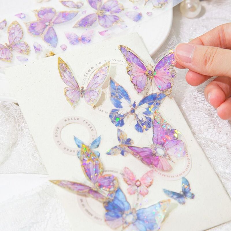 Pita kolase buatan tangan estetis INS mengkilat Album dekorasi hewan peliharaan kupu-kupu DIY kerajinan pita alat tulis