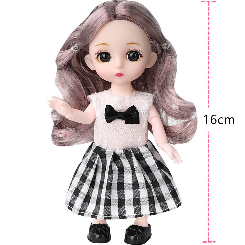 16cm Prinzessin BJD 1/12 Puppe mit Kleidung und Schuhe Beweglichen 13 Gelenke Nette Süße Gesicht Mädchen Geschenk Kind Spielzeug