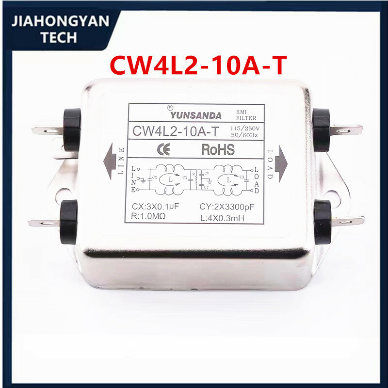 Daya EMI Filter CW4L2-10A-T/S CW4L2-6A-T/S CW4L2-20A-T/S fase tunggal AC 115V / 250V 20A 50/60HZ