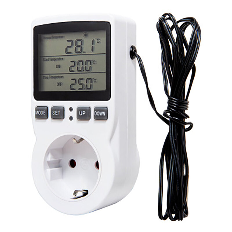 Soket pengatur waktu EU/US/FR, pengontrol suhu Digital termostat dengan saklar pengatur waktu pendingin pemanas