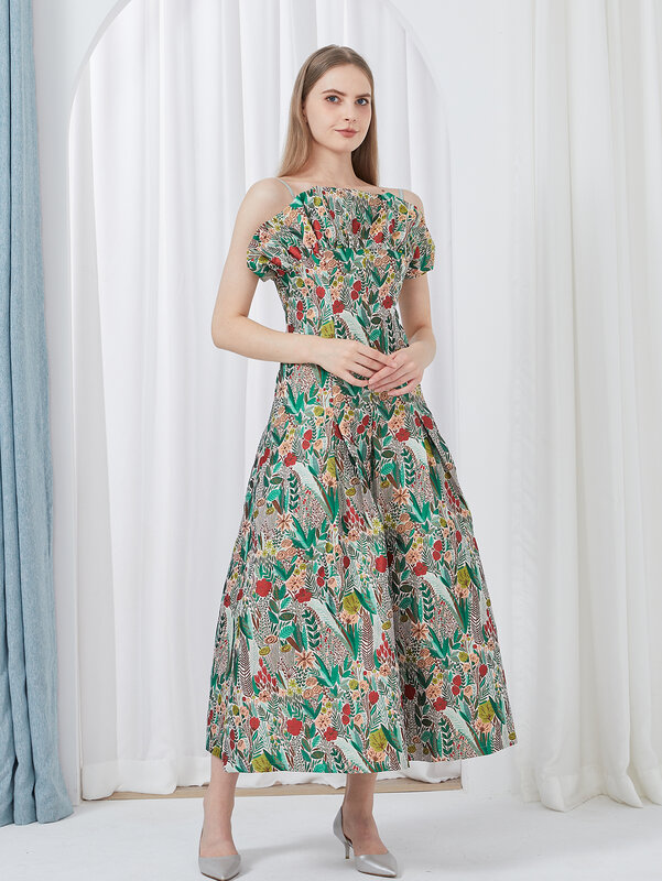 Elegant Women Dress Embroidery Sleeveless 2024 Summer Fashion Spaghetti Straps Vintage Party Gown Luxury Formal Banquet Vestido