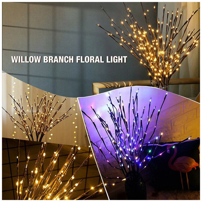 Tree Branch LED String Light, Decoração de Ano Novo, Interior e Exterior, 20 luzes