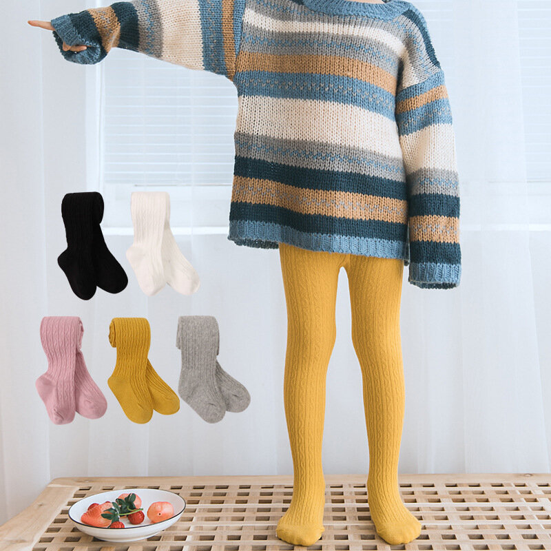 赤ちゃんと女の子のための暖かい綿のタイツ,カジュアルなストッキング,単色,0〜8歳