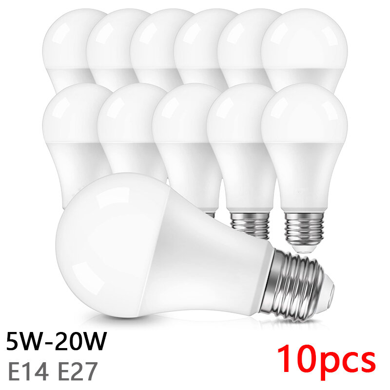 Bombilla LED para sala de estar, lámpara para el hogar, 10 piezas, AC220V, AC110V, E27, E14, AC120V, 3W, 6W, 9W, 12W, 15W, 18W, 20W