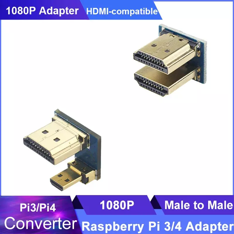Adaptateur Raspberry Pi 1080 allergique, compatible HDMI vers convertisseur mâle vers mâle, 3/4 en effet, écran tactile 5 ", écran LCD, 3.5 P