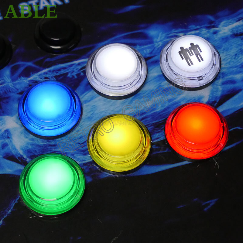 Botão transparente com luz LED Micro Switch redondo para Arcade Machine, Muilt Color, 10pcs, 33mm