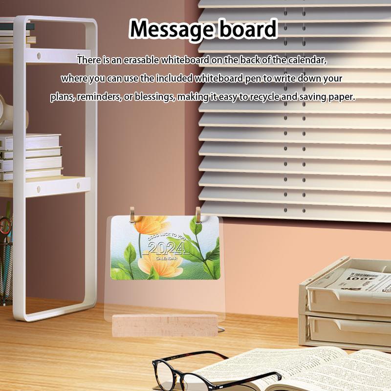 Acrílico transparente calendário luminoso Note Board, apagável Ins Message Board, Prompt de Memo doméstico, pequeno abajur