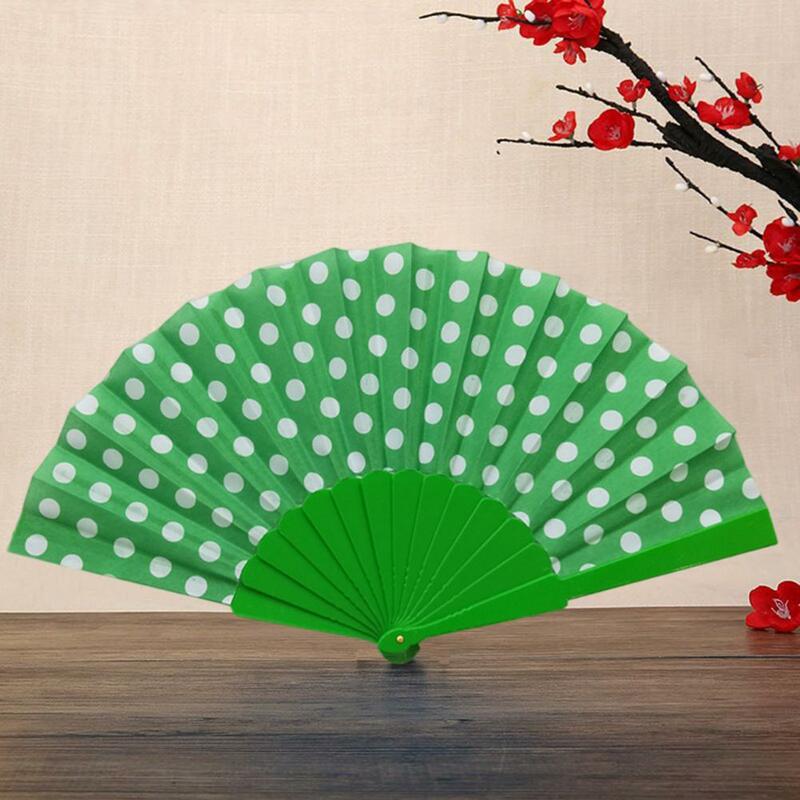 Retro Folding Silk Fan Chinese Style Decorative Fan Double-sided Painting Polka Dot Fan Bamboo Cloth Fans Dance Performance Gift