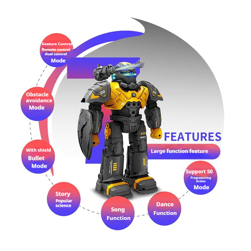 JJRC 리모컨 제스처 편집 기능 로보콥 모델, 어린이용 다기능 장난감 로봇, 조기 지능형