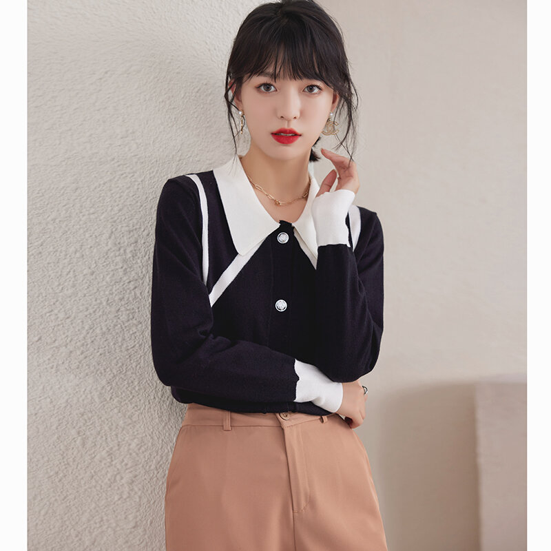 Czarna damska formalna koszula z długim rękawem elegancka bluzka kobieca koreański moda damska bluzka Korea Cardigans Blusas Para Mujer koszule