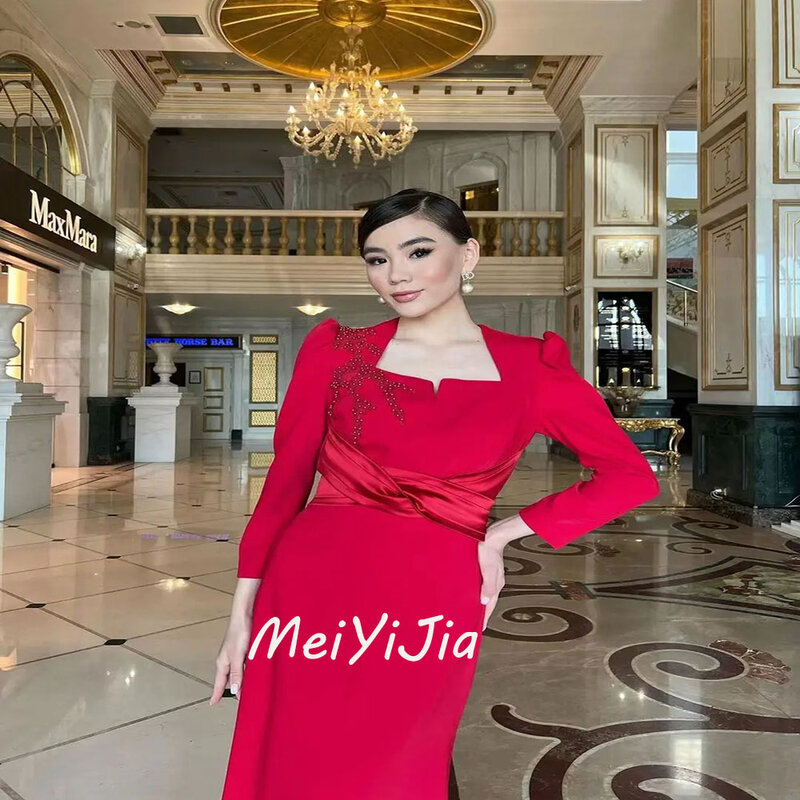 Женское вечернее платье Meiyijia, элегантное Клубное платье Саудовской Аравии с бусинами и глубоким вырезом, лето 2024