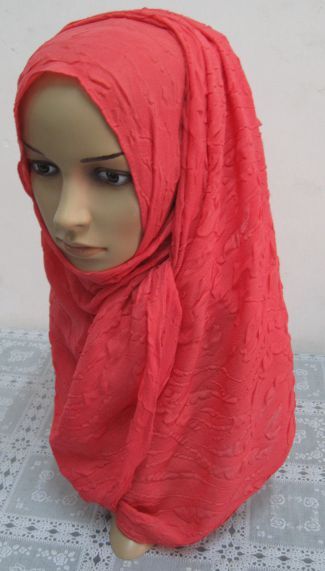 Modna damski długi szal w dużych rozmiarach, zwykła opaska na zmarszczki miękka bawełniana szal marszczony hidżab szal, jednolity muzułmański szalik z głową hidżabu