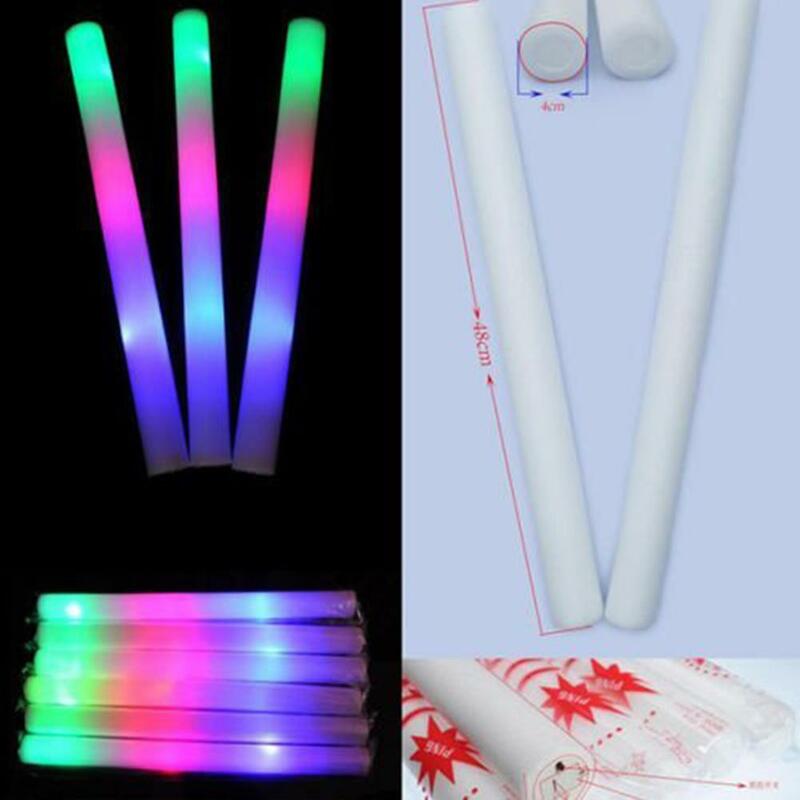 Multi-color LED Foam Glow Sticks, Eletrônico Light Up Sticks, Material para festa, casamento, aniversário, concerto, Natal