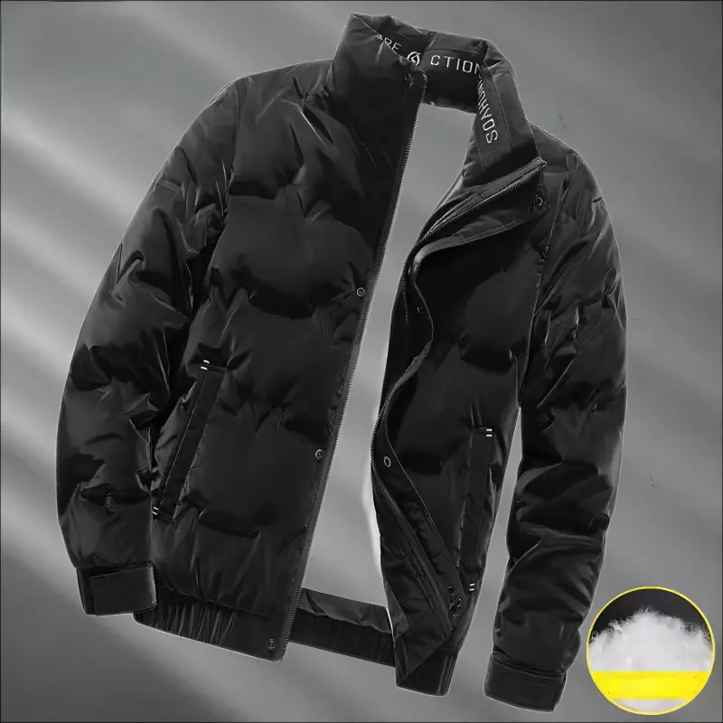 Пуховик мужской зимний, теплая ветрозащитная куртка-бомбер на молнии, с воротником-стойкой, легкая плотная одежда