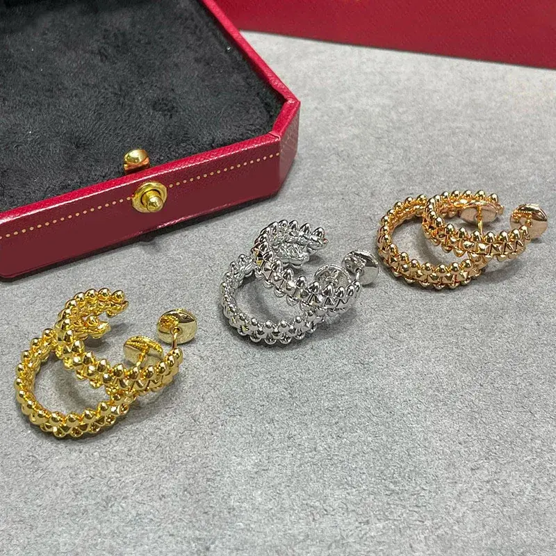 Boucles d'oreilles rivetées en argent regardé S925 pour femmes, design classique, tempérament, marque de mode, bijoux de luxe, cadeaux de fête