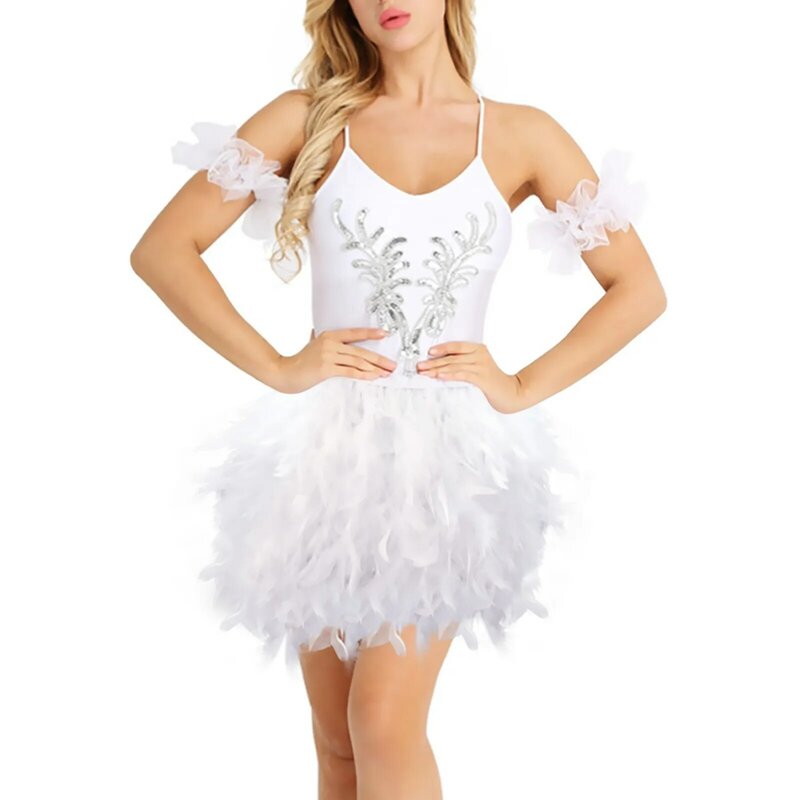 Женские костюмы с перьями и эластичной талией, привлекательная мини-юбка в стиле High Street, Новая вечерняя юбка с градиентом, черная, белая юбка