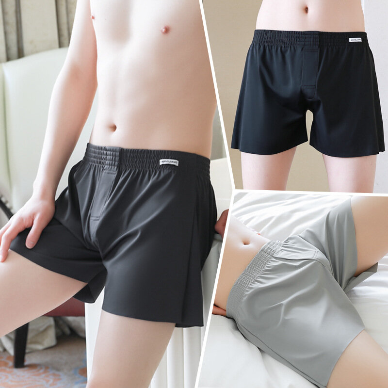Summer Ice Silk Boxer Shorts Aro Pants Men Homewear Male Breathable Panties Man Casual Sleepwear Trunks Boxer Briefs Underwear