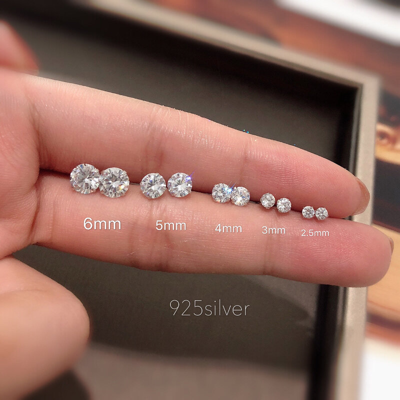 Cristal claro cz brincos para mulheres, 100% real 925 prata esterlina, jóias minúsculas bonitos, presente para meninas, senhora adolescentes, moda