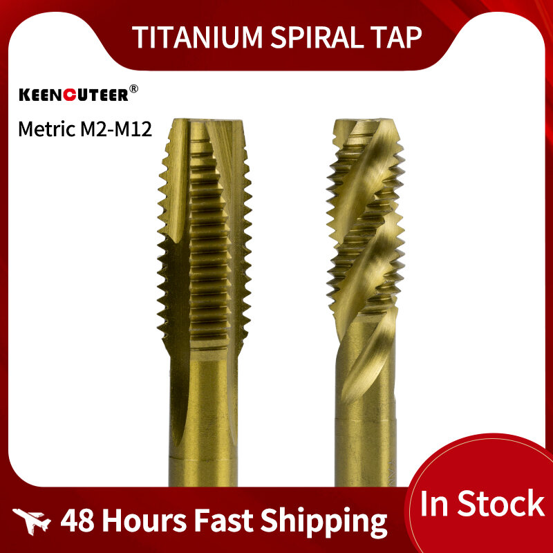 Metric Titanium Plated Hss Spiraal Punt Tap Spiraal Fluit Kraan M2 M2.5 M3 M4 M5 M6 M7 M8 M10 M12 machine Plug Tap Schroefdraad
