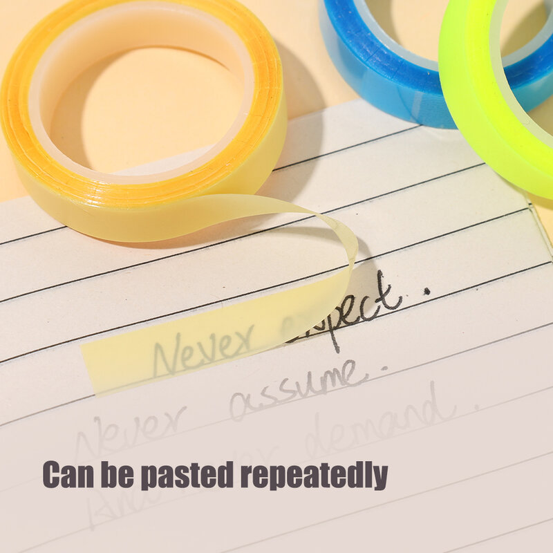 Portable Mini Highlighter Reading Sticky Tape Waterproof Transparent Index Stickers Tearable Adhesive Notes Label Tapes