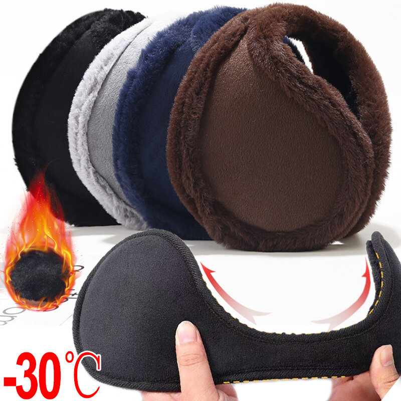 Orejeras gruesas de felpa para hombres y mujeres, calentador de oídos a prueba de frío, orejeras de Color sólido, protección suave para exteriores, moda de invierno